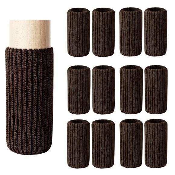 36X Leg Cover Knitting Sock Furniture Table Feet Pads Floor Protector Brown - Picture 1 of 11